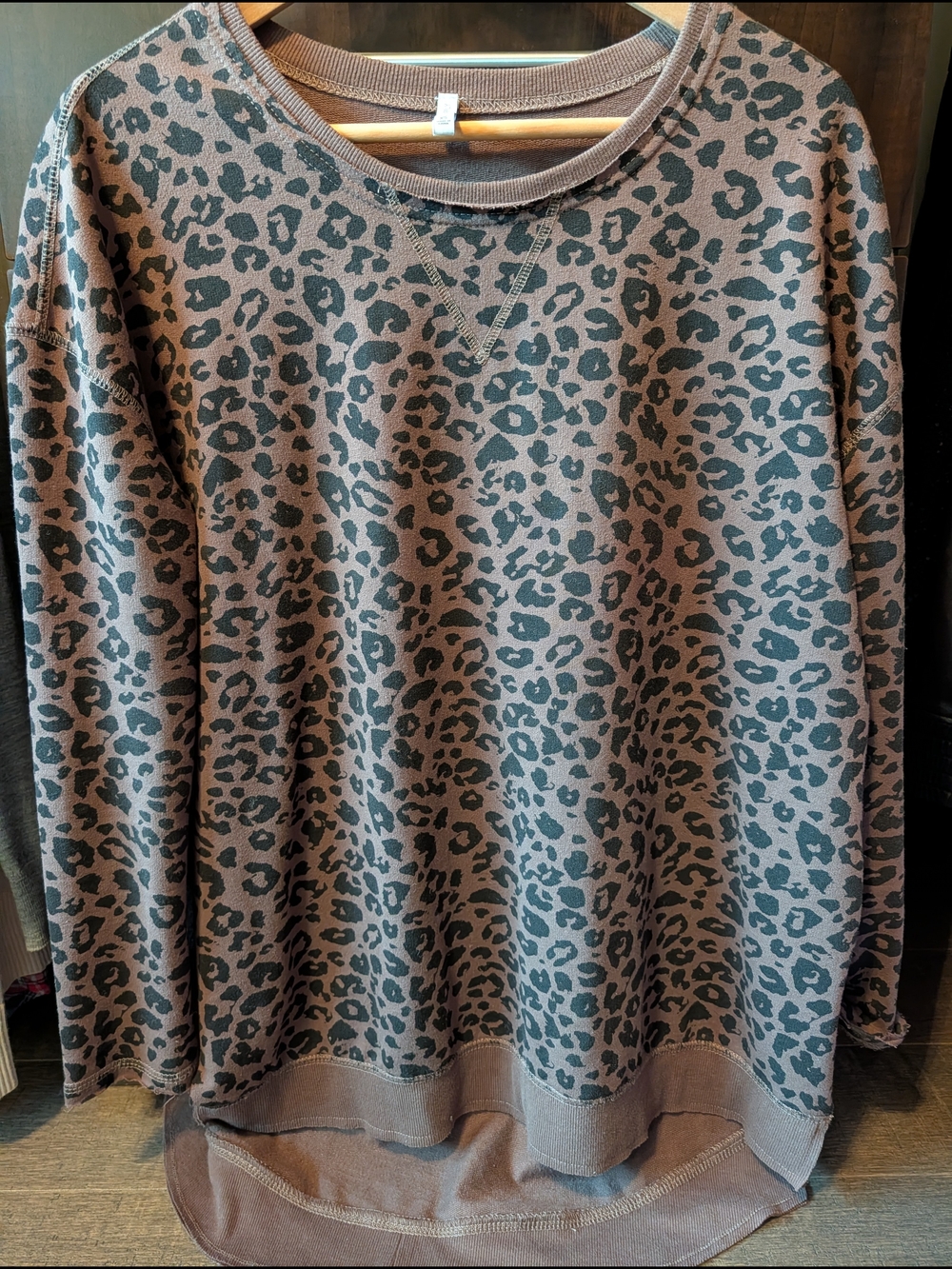 Z Supply Brown Leopard Print Crewneck Sweatshirt